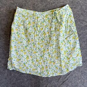 GAP Skirt Womens Medium White Yellow Blue Floral Wrap Lined Summer Coquette girl